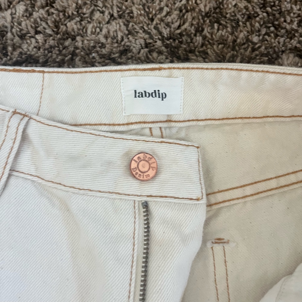 Labdip White straight cotton high-rise jeans